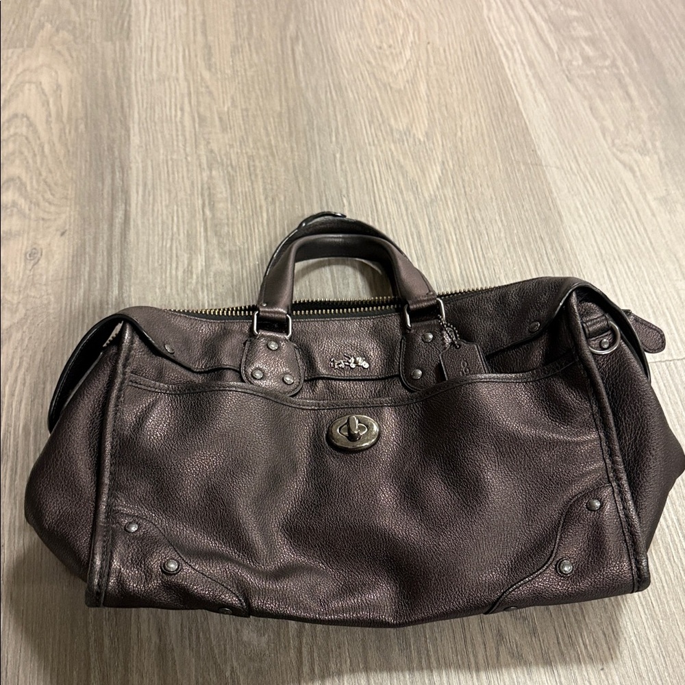 Coach Rhyder Satchel metallic Leather Bag